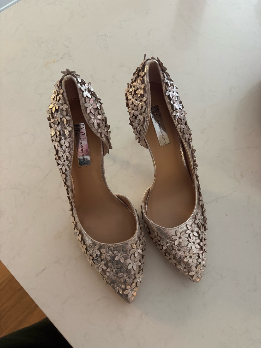 INC International Concepts Floral Pointed-Toe Heels - Blush